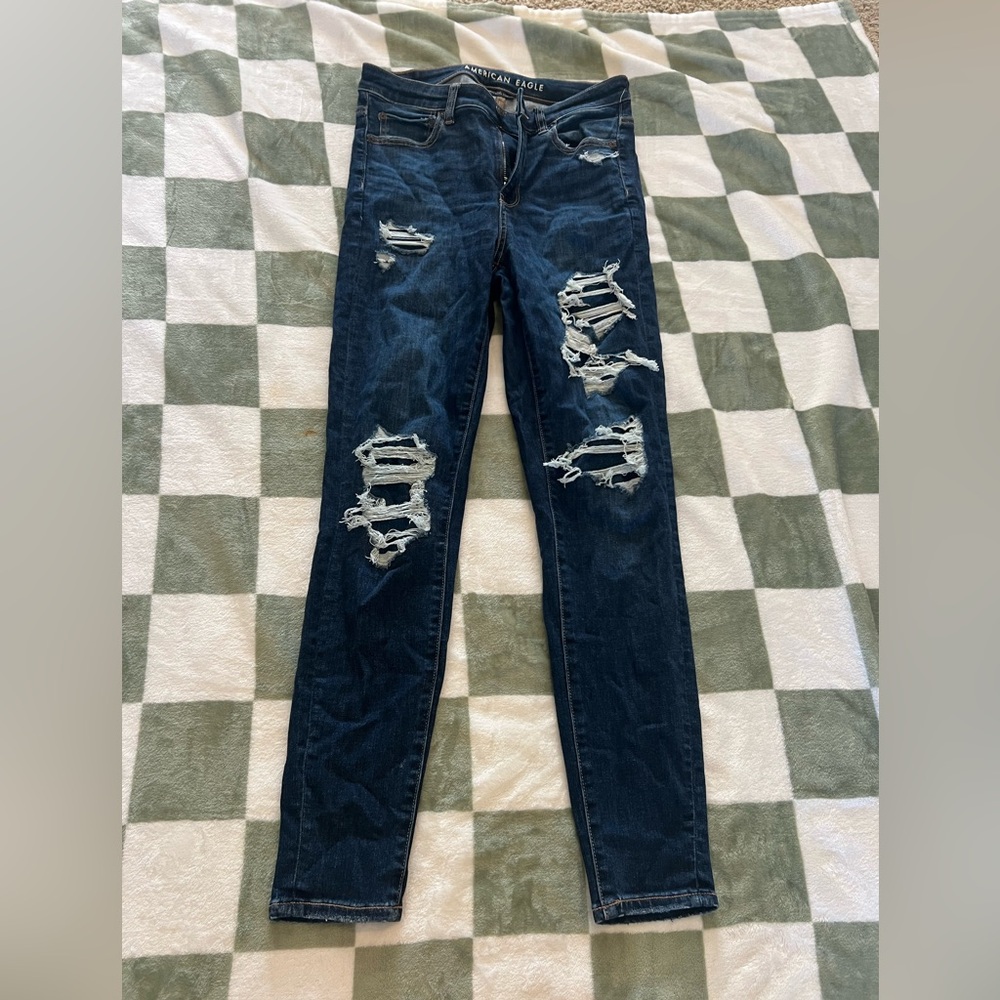 American Eagle Outfitters Blue Skinny Jeans Distressed